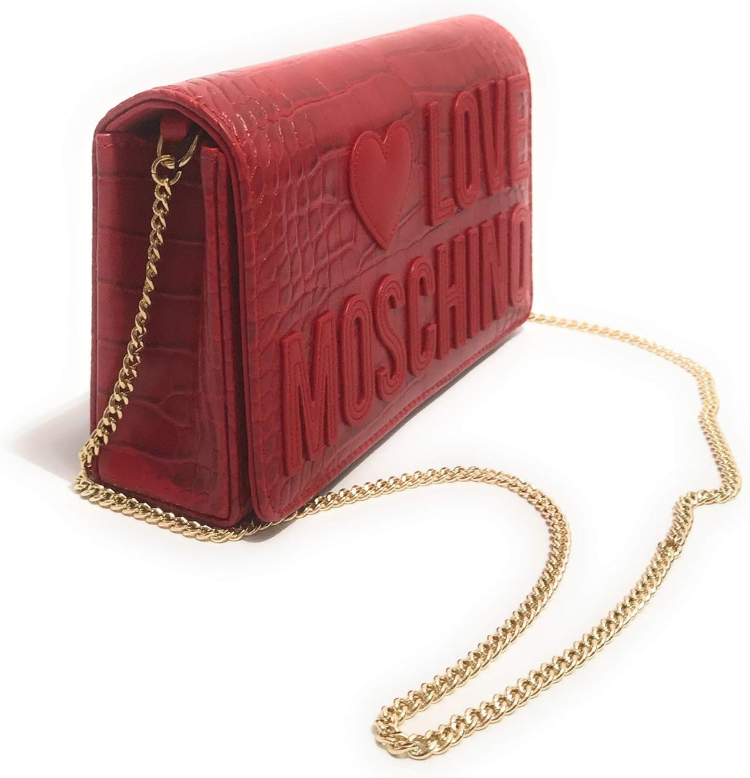 Love Moschino Damen Borsa Croco Pu Damentasche Rot, Rot