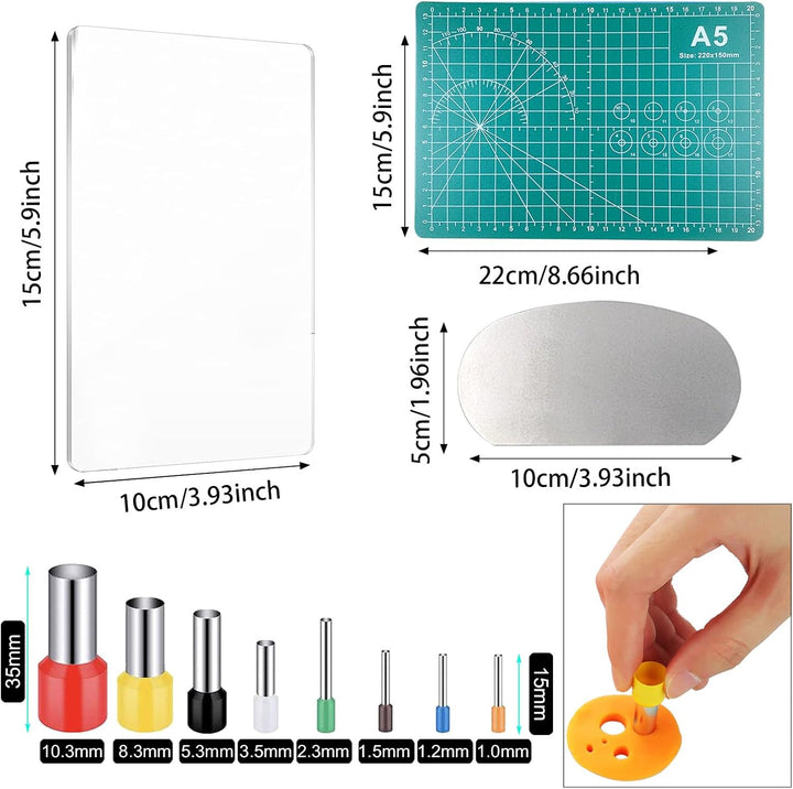 Polymer Clay Tools Set, Acryl Tonrollen, Acrylplatte, Schneidematte, Runde Polymer Clay Ausstecher m