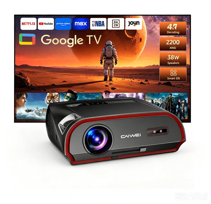 Smart 4K Beamer Tageslicht Tauglich,2200 ANSI, WiFi 6, HDMI 2.1, NFC Cast, Bluetooth 5.4, Dolby Digi
