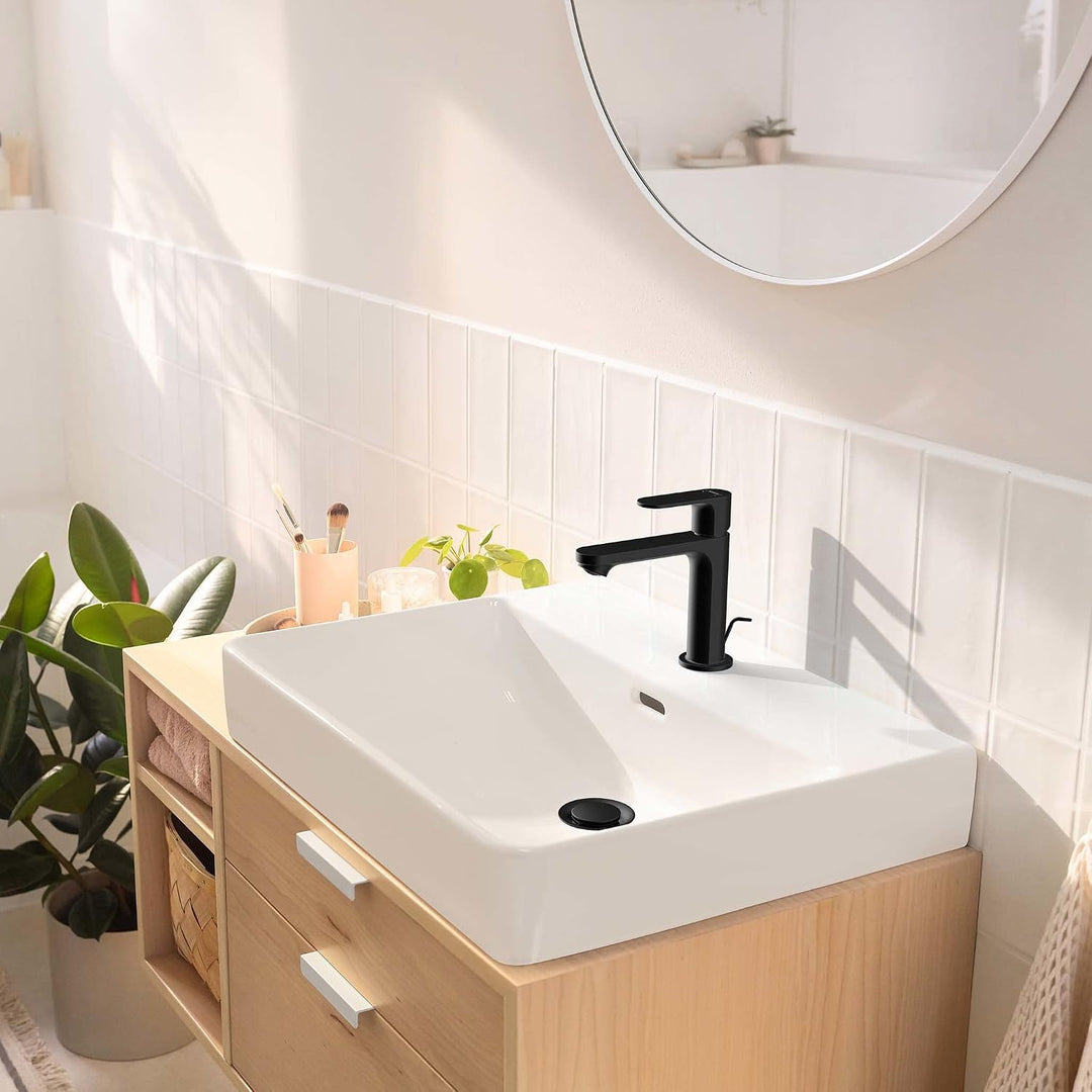 hansgrohe Rebris S - Waschtischarmatur mit Zugstangen-Ablauf, energiesparend (CoolStart), Wasserhahn