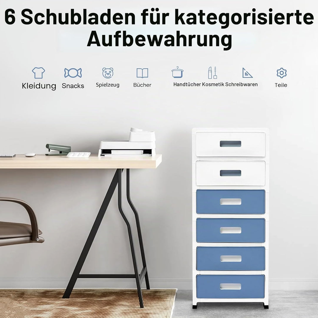 MINRS Rollwagen aus Kunststoff mit Schubladen und Rädern – Selbstaufrollende Rollcontainer