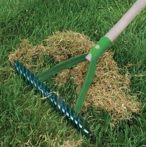 Handvertikutierer Schneidrechen 40cm Kultivator Rasenlüfter Bodenbelüfter Harke mit Stiel 145cm