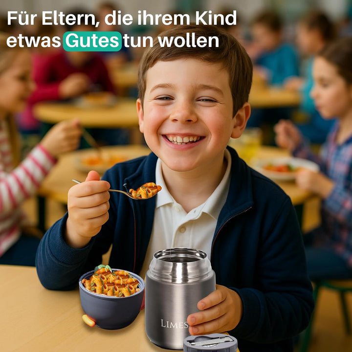 Edelstahl Thermobehälter für Essen - 500ml - Thermo Lunchbox - Warmhaltebehälter für Speisen - Essen