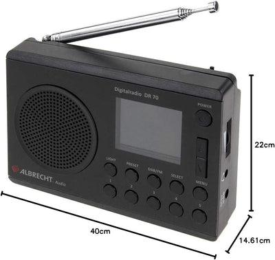 Albrecht 27370 DR70 Digitalradio (DAB+/UKW, 230V, Batteriebetrieb) schwarz