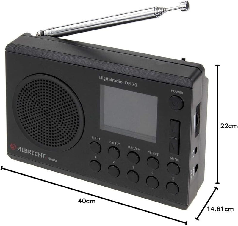 Albrecht 27370 DR70 Digitalradio (DAB+/UKW, 230V, Batteriebetrieb) schwarz