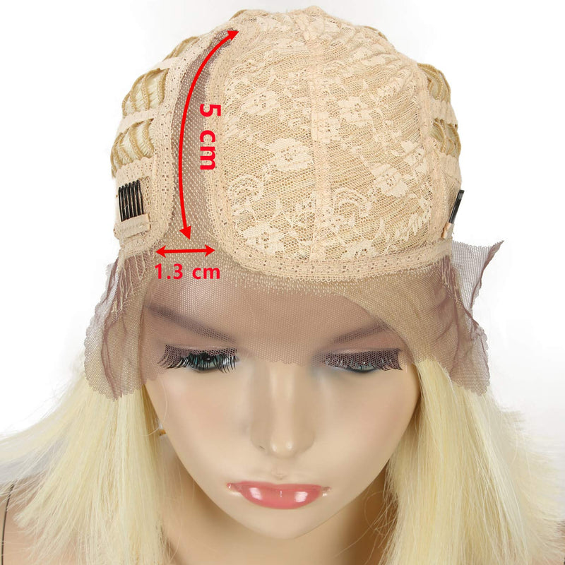 Début Lace Front Perücke für schwarze Damen Bob Perücke für weisse Damen Kunsthaar 24 cm 120g Blond