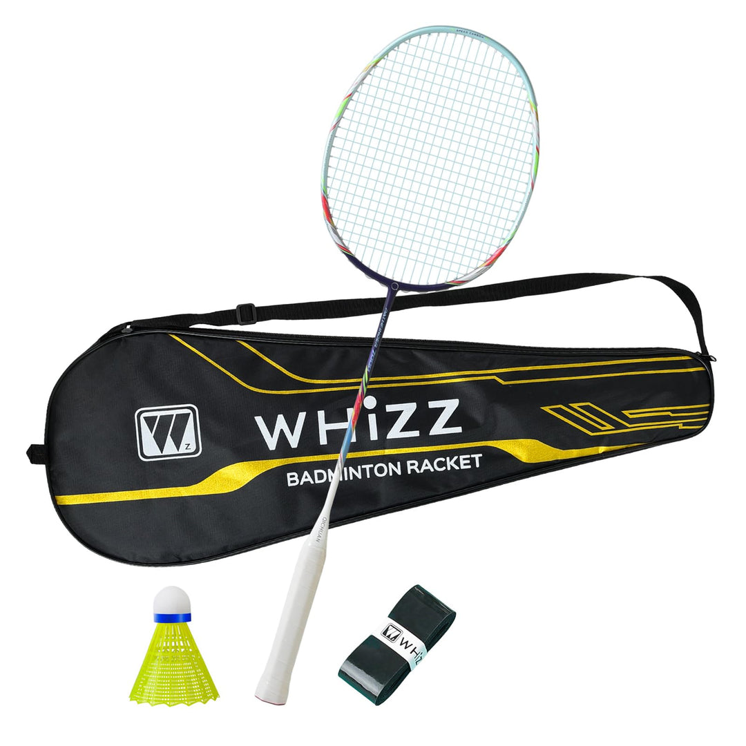 WHiZZ Carbon Graphit Badminton Schläger Set, Leichtgewicht Badmintonschläger Federball Set für Train