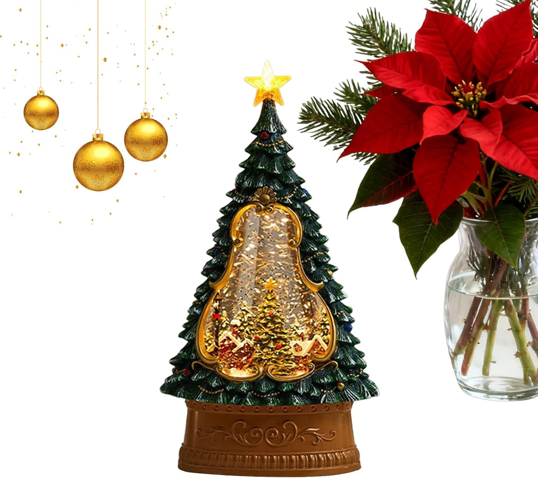 Schneekugel für Weihnachten, USB-Musik-Timer, 6-Stunden-Timer, Weihnachts-Schneekugel, Laterne, Glit