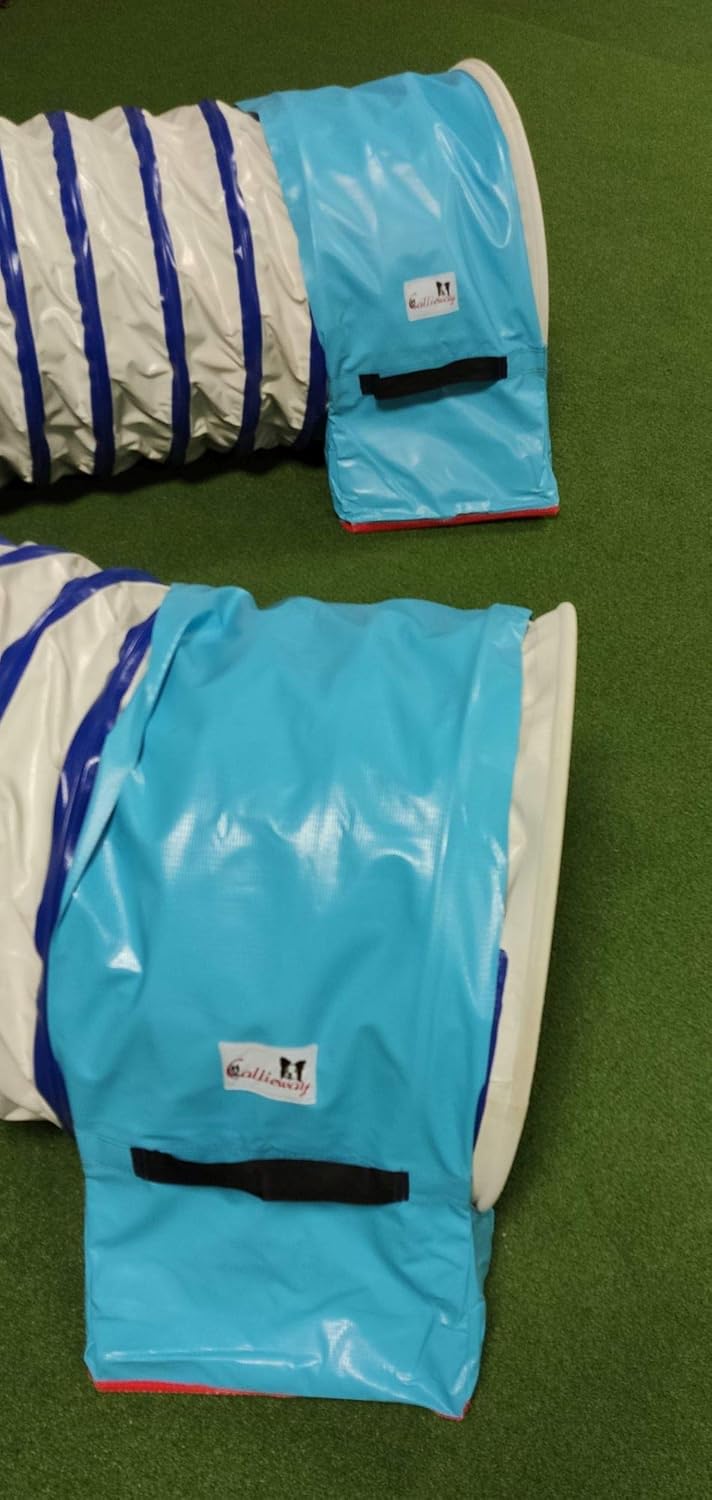 Callieway Premium Dog Agility Tunnel Stützsandsack (Doppelpack) mit Gumminoppen Stoppermatte für Agi