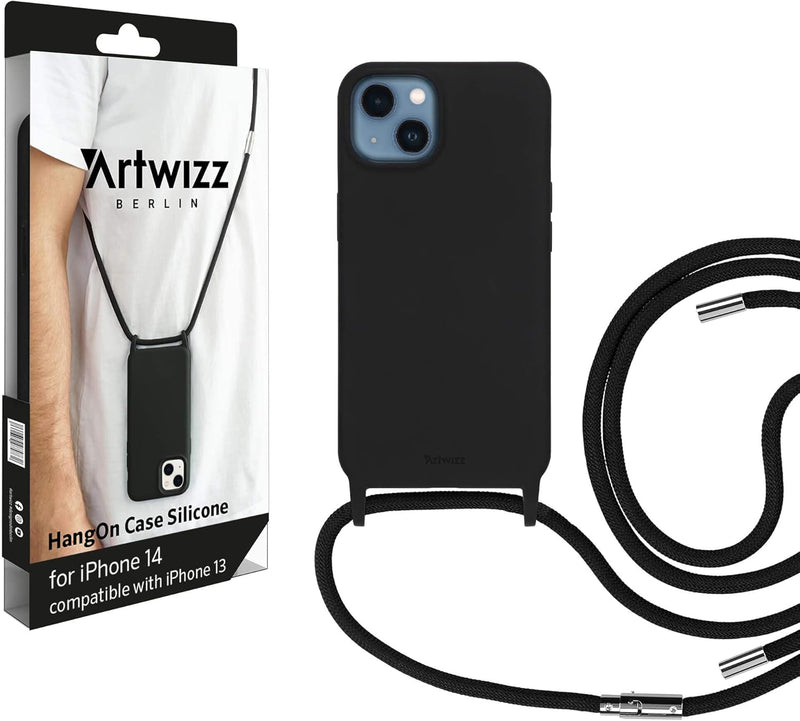 Artwizz HangOn Case kompatibel mit iPhone 14 - Elastische Schutzhülle aus Silikon als Handykette zum