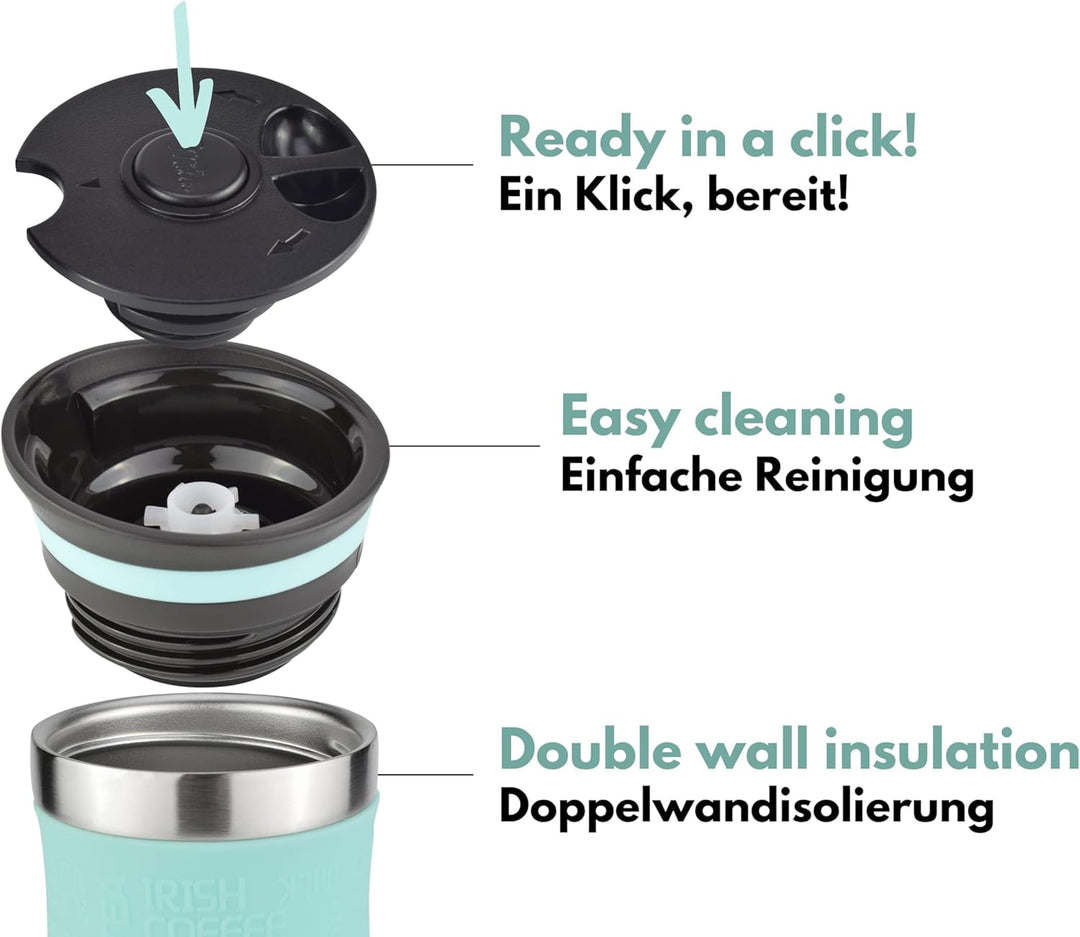 Milu Thermobecher 370ml 450ml Isolierbecher Kaffeebecher to go - 100% Auslaufsicher - Trinkbecher au