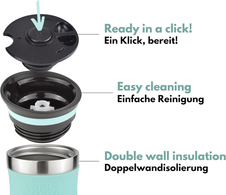 Milu Thermobecher 370ml 450ml Isolierbecher Kaffeebecher to go - 100% Auslaufsicher - Trinkbecher au
