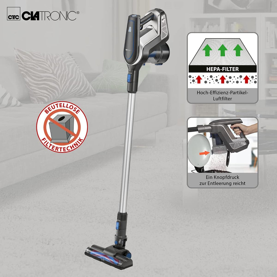 Clatronic BS 1312 A Akku-Bodenstaubsauger, 2 in 1 - Hand- und Bodenstaubsauger, 18,5 V Lithium-Ionen