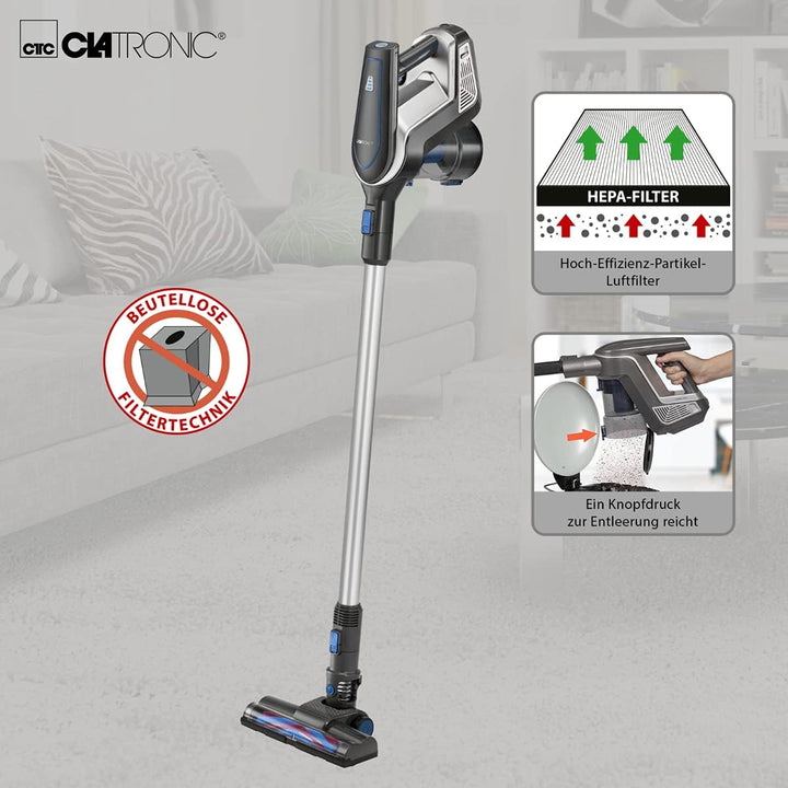 Clatronic BS 1312 A Akku-Bodenstaubsauger, 2 in 1 - Hand- und Bodenstaubsauger, 18,5 V Lithium-Ionen