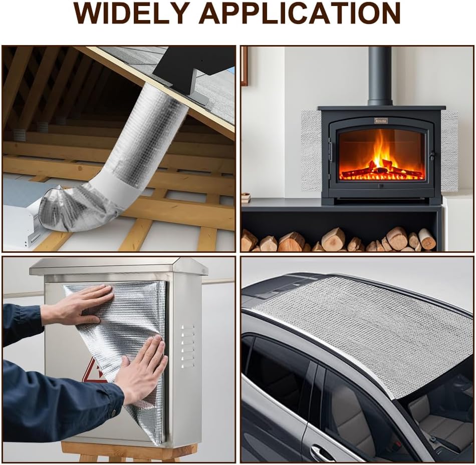 Aluminisierte Hitzeschutz 100x180cm Hitzeschutzmatte Selbstklebend Rückseite,Kleberücken Aluminium G