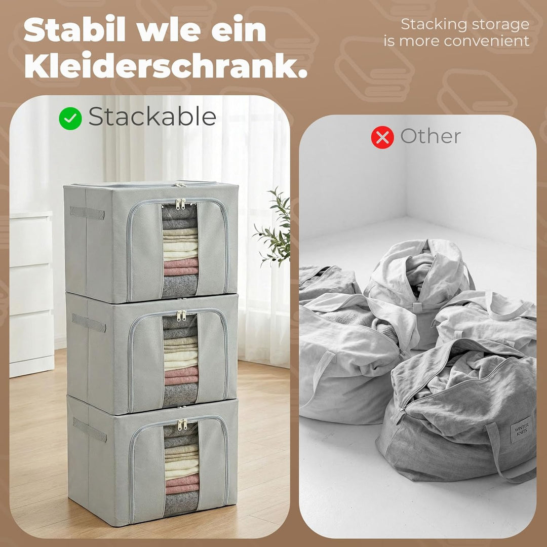 Aufbewahrungsbox mit Deckel, 3(24L) Stück Kleideraufbewahrung & Organisation, Aufbewahrungstasche Sc