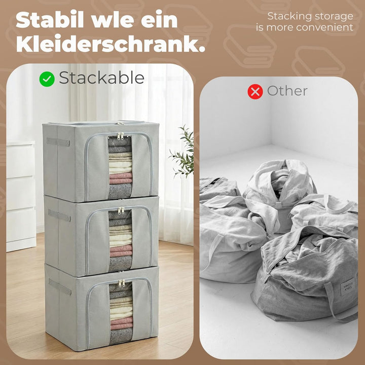 Aufbewahrungsbox mit Deckel, 3(24L) Stück Kleideraufbewahrung & Organisation, Aufbewahrungstasche Sc