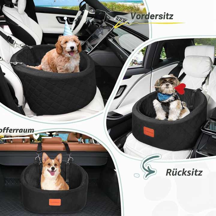 Hunde-Autositz, bequemer Haustier-Autositz mit Sicherheitsleinen zum Anklippen, waschbares Reise-Aut