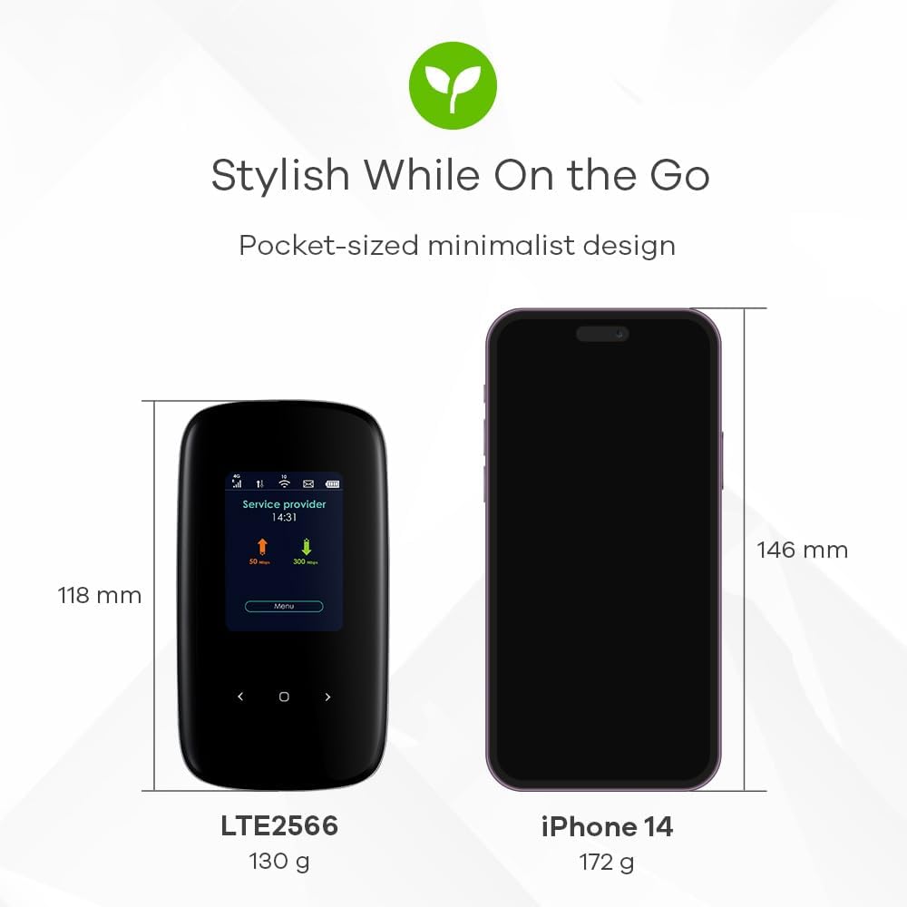 Zyxel 4G LTE-A Mobile WiFi Hotspot, Download-Geschwindigkeit bis zu 300 Mbit/s, Dual-Band WLAN für b