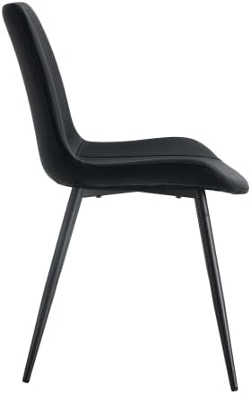 Esszimmerstühle 4er Set Kunstleder schwarz – Polsterstuhl mit breiter Sitzfläche &amp; Rückenlehne, ergo