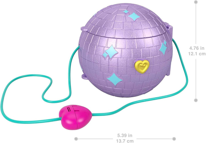 Polly Pocket HCG24 - Skating Spielset, Disco-Thema, 2 Micro-Puppen, 15 Zubehörteile, 1 Modestück, Po