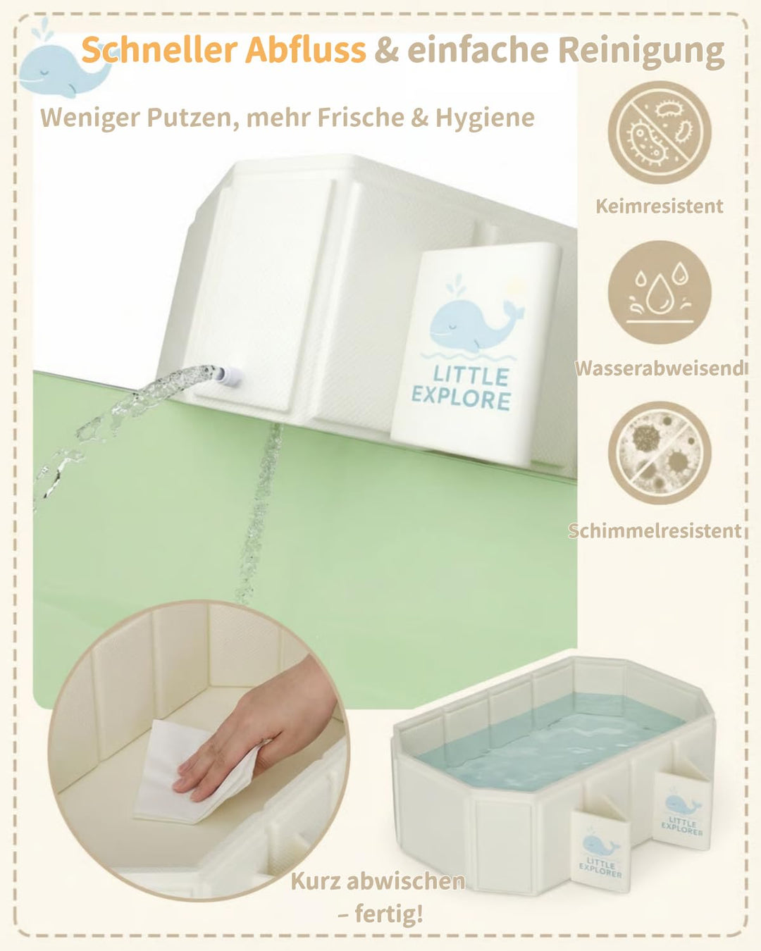 Babywanne Faltbar für Babys &amp; Kleinkinder von 0–6 Jahren, Faltbare Babybadewanne für Dusche, Kinderb