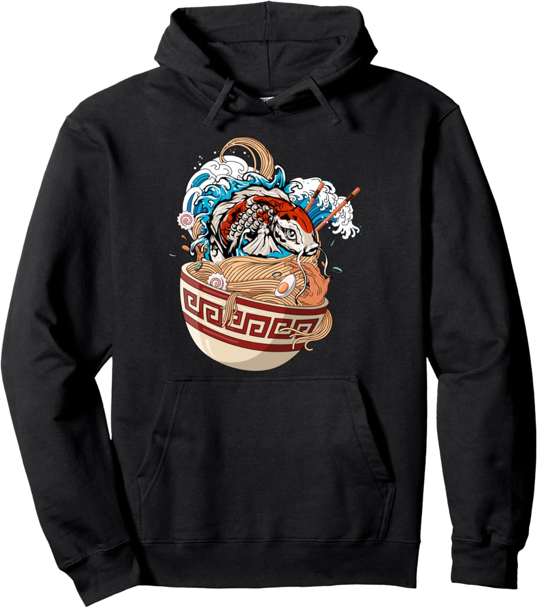 Koi Fish Karpfen Ramen Japan The Great Wave Off Kanagawa Pullover Hoodie