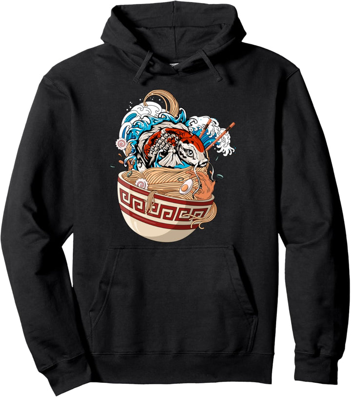 Koi Fish Karpfen Ramen Japan The Great Wave Off Kanagawa Pullover Hoodie
