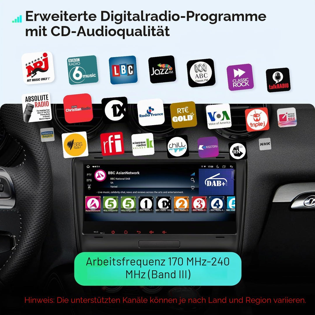 XTRONS Ultraleichter DAB+ Digitalradio-USB-Dongle für Android-Autoradio, unterstützt grosse Programm