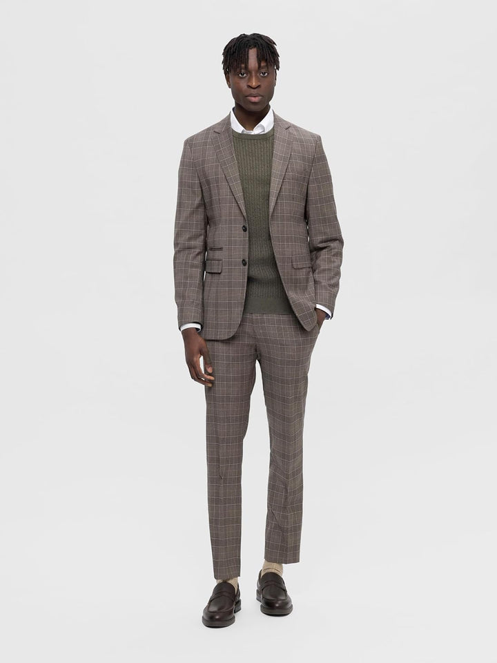 SELETED HOMME Herren Slhslim-Neil Brown Blue Check BLZ B Noos Sakko 98 Chinchilla/Checks:light Blue,