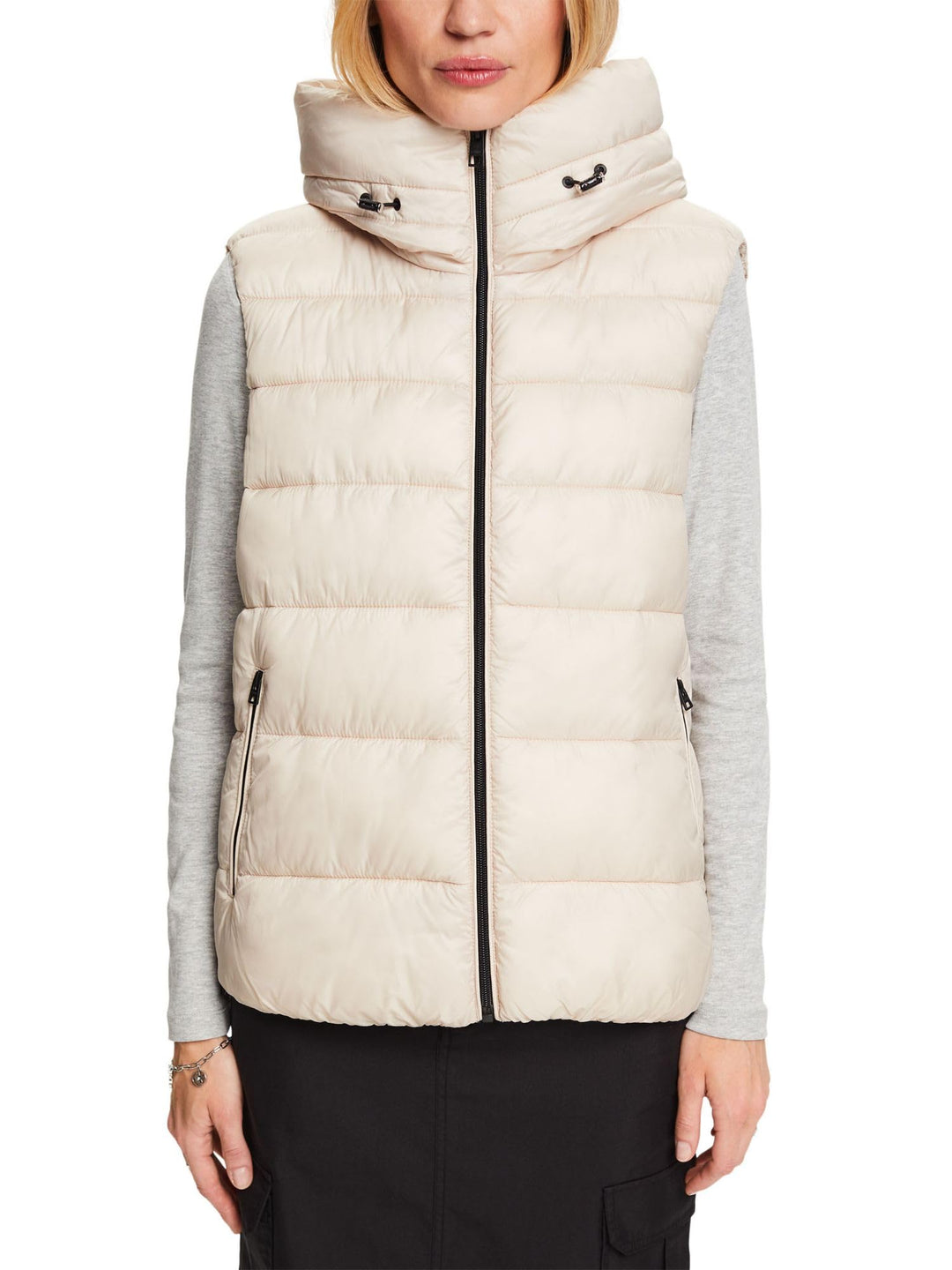 ESPRIT Lange Steppweste XXS CREAM BEIGE, XXS CREAM BEIGE