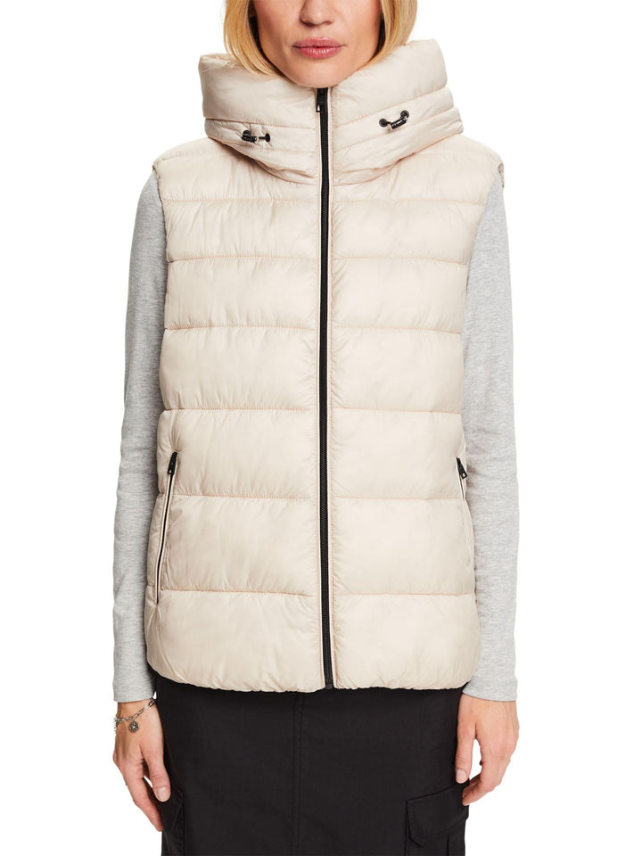 ESPRIT Lange Steppweste XXS CREAM BEIGE, XXS CREAM BEIGE
