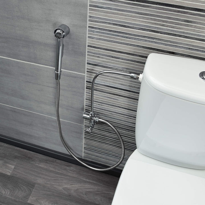 Cornat Bidet-Handbrausen-Set - Verwendbar an Armatur & Eckventil - Einfaches Umschalten - Inkl. Wand