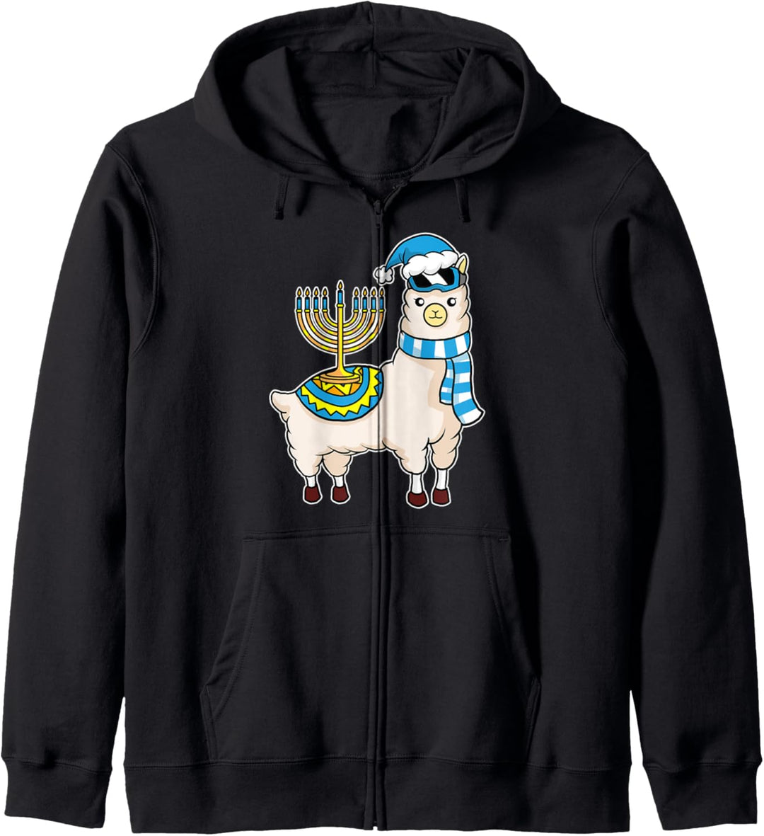 Lustiges Chanukah Alpaka Frohes Hanukkah Llama Menorah Kapuzenjacke