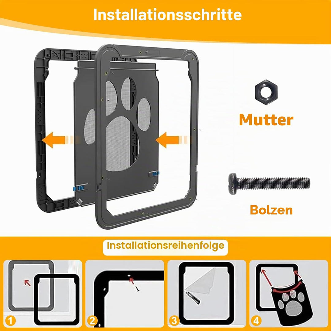 Hundeklappe Hundetür, Katzenklappe Aussentür mit Magnet, Katzentür Gross für Fenster, Einfache Insta