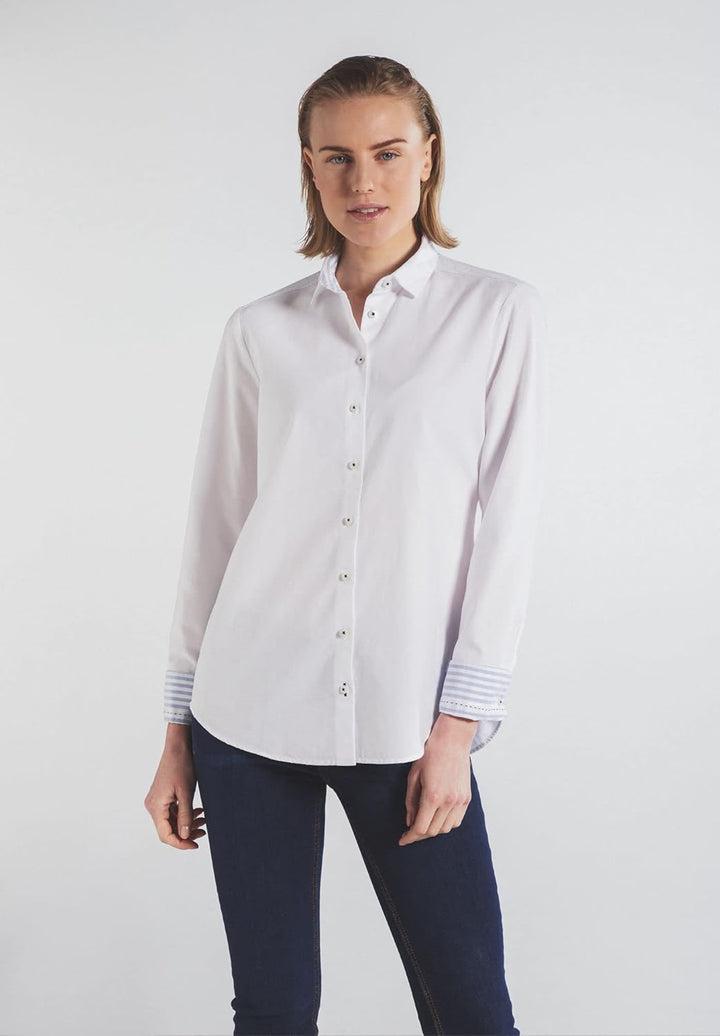 eterna Modern Fit Langarm Bluse Hemdkragen Patch weiss 34 Weiss, 34 Weiss