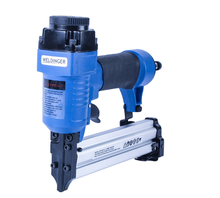 WELDINGER 2-in-1 Druckluft Klammergerät (Tackernadeln bis 25 mm Nägel bis 32 mm) Tacker (150 l/min),