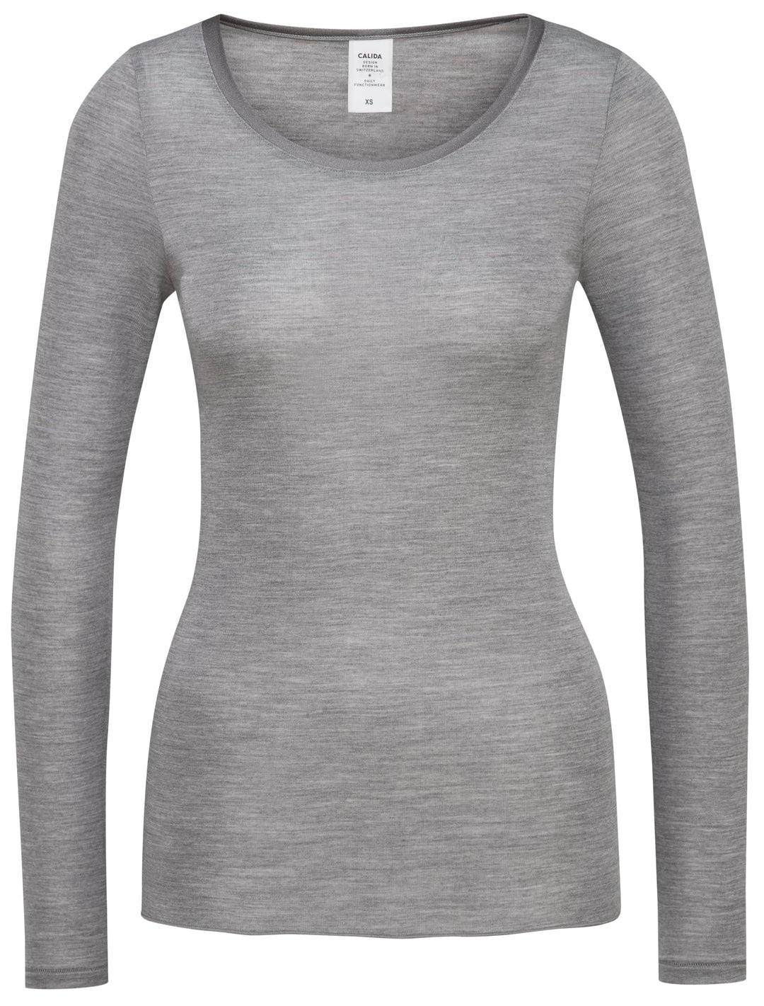 CALIDA True Confidence Langarmshirt Damen, aus Wolle-Seide, Feinripp, temperaturausgleichend und ger