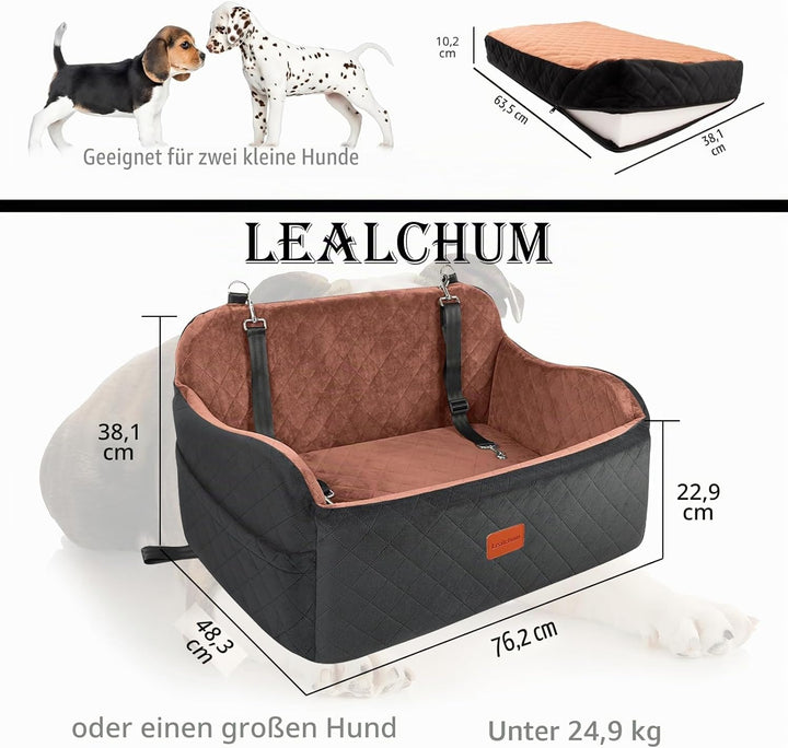 Lealchum Hundeautositz für mittelgrosse Hunde, Hundesitz Automit verstellbaren Leinen, Komfort mit M