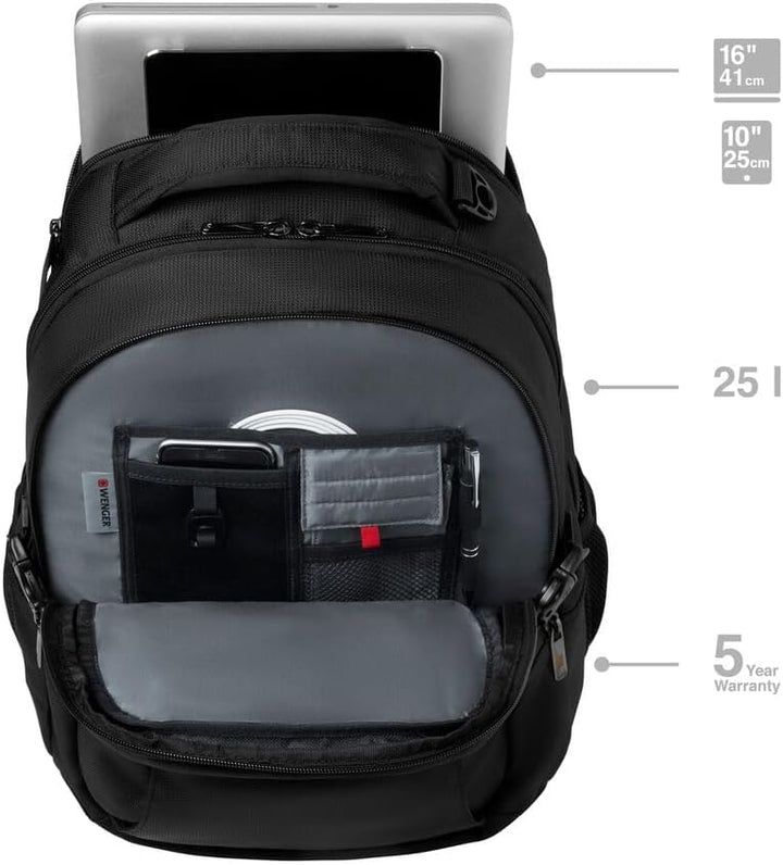 Wenger 601468 SIDEBAR 16' Laptop Backpack with Tablet Pocket In Black {21 Litres}