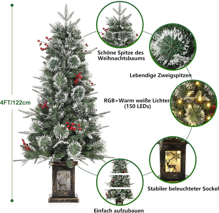 Garvee 125cm Weihnachtsbaum Mit 150 LED-Lichtern,9 Lichtmodi mit Basis, Künstlicher Weihnachtsbaum,W