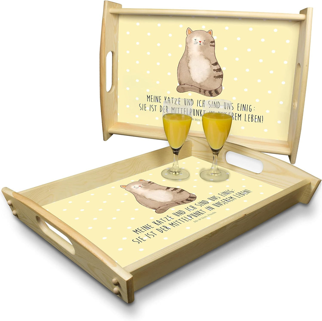 Mr. & Mrs. Panda Servier Tablett Katze Sitzen - Geschenk, Cat, Serviertablett, Katzen, Herz, kaffeet