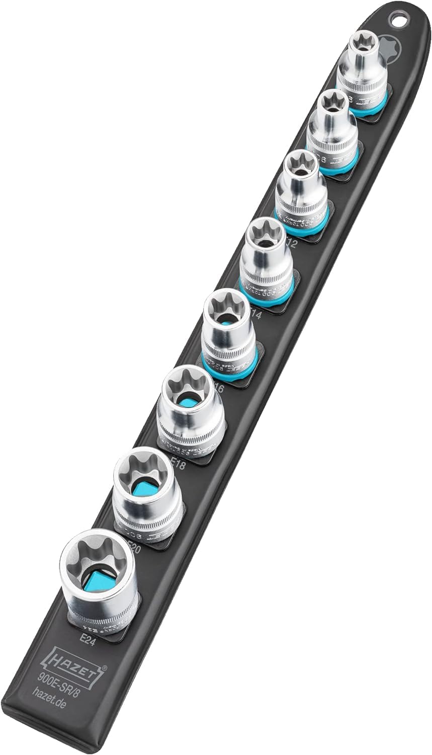 HAZET Steckleiste 900E-SR/8 | magnetische Unterseite mit 8 Steckplätzen, Antrieb: Vierkant 12,5 mm (