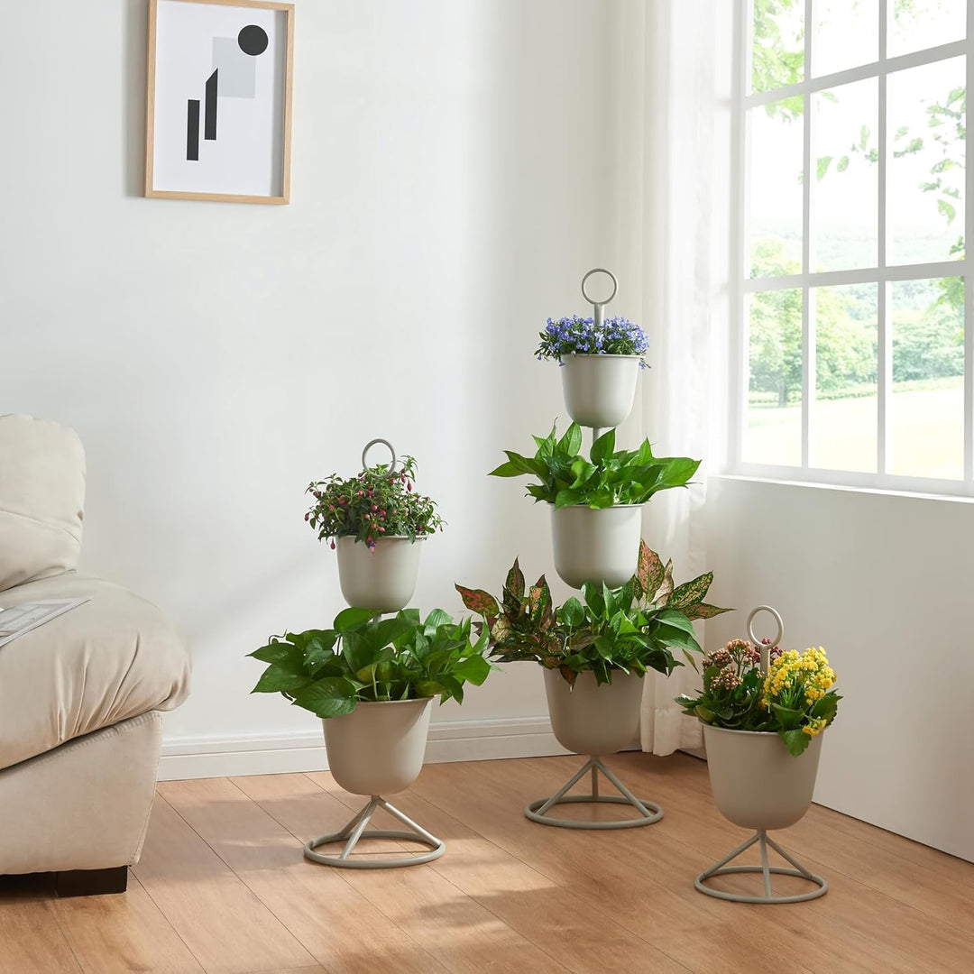 [en.casa] Blumenständer Alphen Blumentopfständer mit 3 Pflanztöpfen Blumentopfregal Pflanzenständer