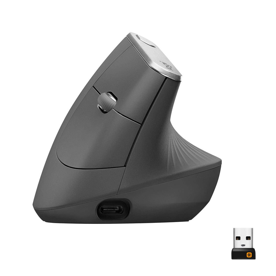 Logitech MX Vertical, Ergonomische Kabellose Maus, Bluetooth und 2.4 GHz Verbindung via Unifying USB