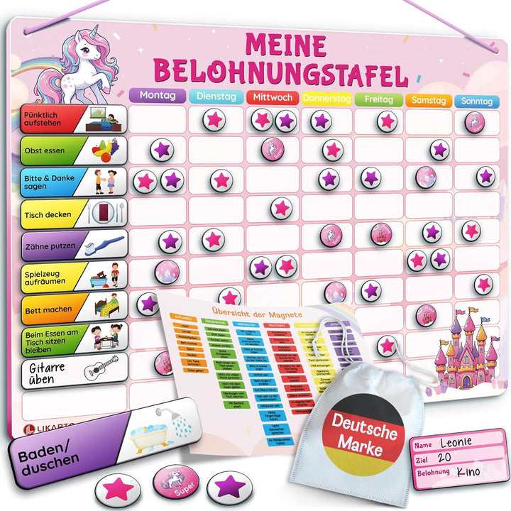 LIKARTO Belohnungstafel Kinder – [DAS ORIGINAL] – Montessori Aufgabenplaner & Magnettafel – individu