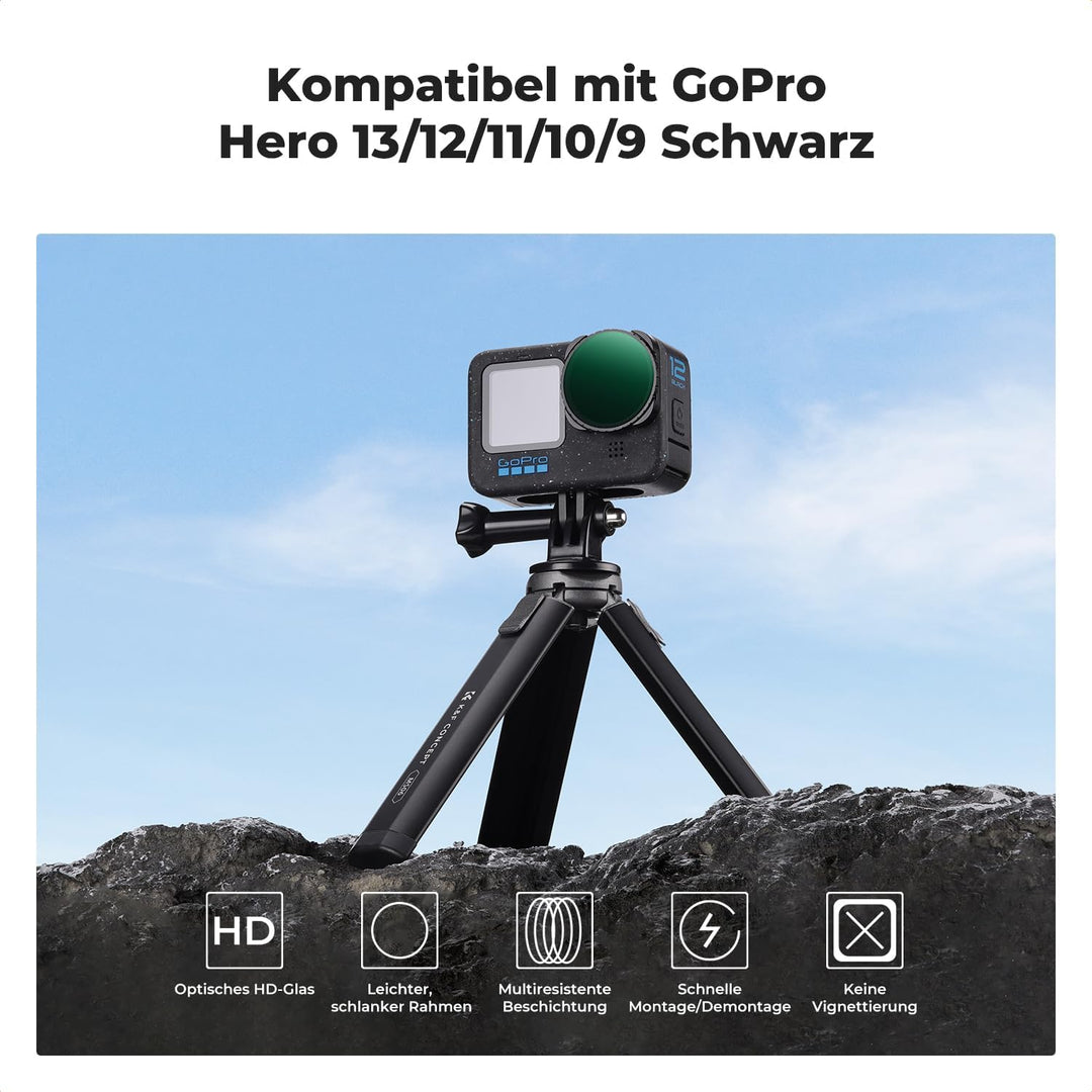 K&F Concept Variable ND2-32 Filter Kompatibel mit GoPro Hero 13 Schwarz, Neutraldichte Zubehör Light