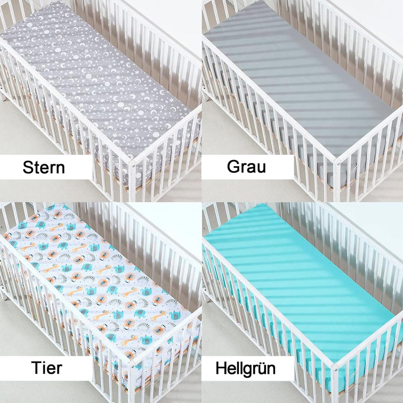 Bimocosy Spannbettlaken für Jungen Mädchen, 4er Pack, 60 x 120 cm, für Kinderbett Kleinkindmatratzen