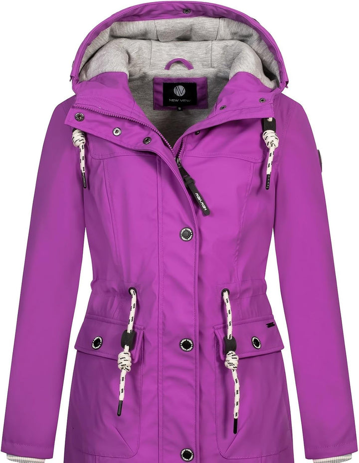 NEW VIEW Damen Regenjacke wasserabweisender Parka Annika Long mit Kapuze S Pink (Cattleya Orchid), S