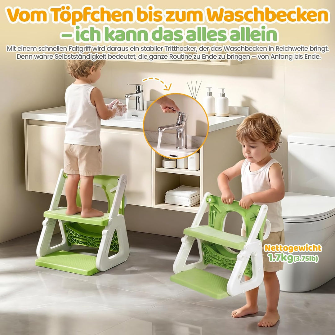 Orzbow Kinder Toilettensitz, Stabil Toilettensitz Kinder mit Treppe und Dreiecksstruktur, Verlängert